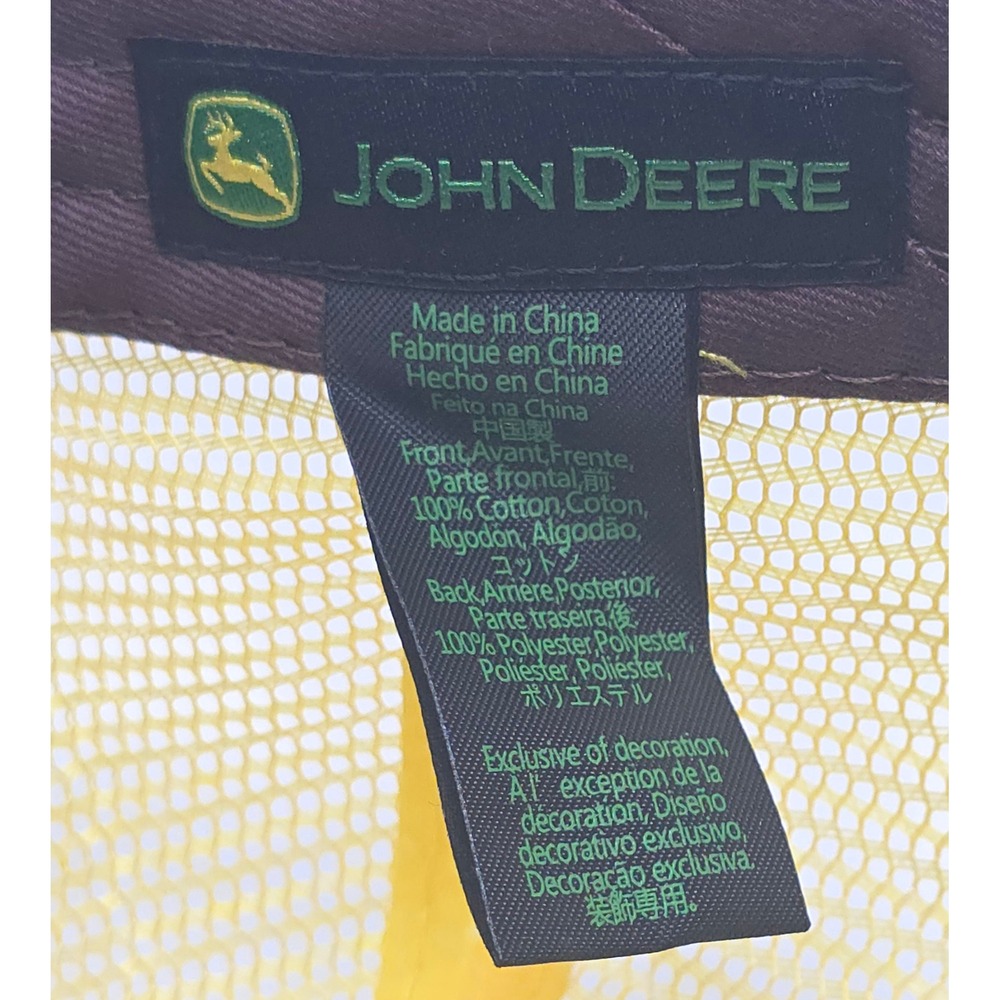 John Deere Trucker Hat Brown Corduroy Yellow Mesh Patch Snapback Cap NWT - Picture 10 of 10